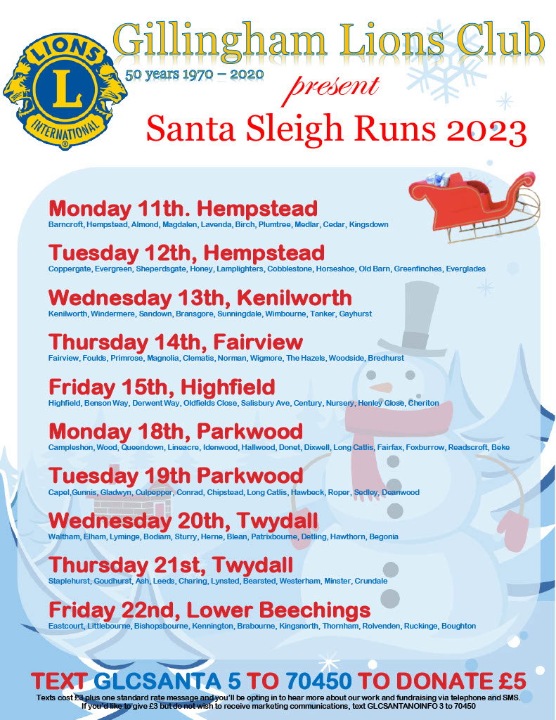 The Lions Santa Sleigh dates for 2023